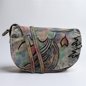 Artistic Multicolor Leather Crossbody Bag